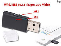 7links Mini-USB-WLAN-Stick WS-300 mit 300 Mbit/s und WPS-Taste; WLAN-Repeater 