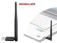 7links Mini-USB-WLAN-Stick WS-335.at mit externer Antenne, 300 Mbit/s, WPS; WLAN-Repeater WLAN-Repeater 
