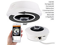 7links 360°-Panorama-IP-Überwachungskamera mit WLAN & Nachtsicht, Full HD; IP-Kameras schwenkbar und neigbar IP-Kameras schwenkbar und neigbar IP-Kameras schwenkbar und neigbar