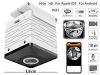 7links Mini-Akku-HD-Überwachungskamera mit 360°, 960p, Nachtsicht, WLAN, App; HD-Micro-IP-Überwachungskameras mit Nachtsicht und App 