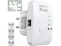 7links Mini-WLAN-Repeater mit WPS-Taste, 300 Mbit/s, 2,4 GHz & LAN-Anschluss; WLAN-Repeater WLAN-Repeater 