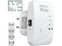 7links Mini-WLAN-Repeater mit WPS-Taste, 300 Mbit/s, 2,4 GHz & LAN-Anschluss