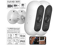 7links 2er-Set Akku-Outdoor-IP-Überwachungskameras, Full HD, WLAN & App; HD-Micro-IP-Überwachungskameras mit Nachtsicht und App 