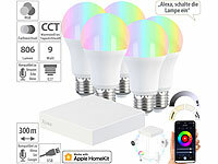 7links HomeKit-Set: ZigBee-Gateway + 5 RGB-CCT-LED-Lampen, E27, 9 W, 806 lm