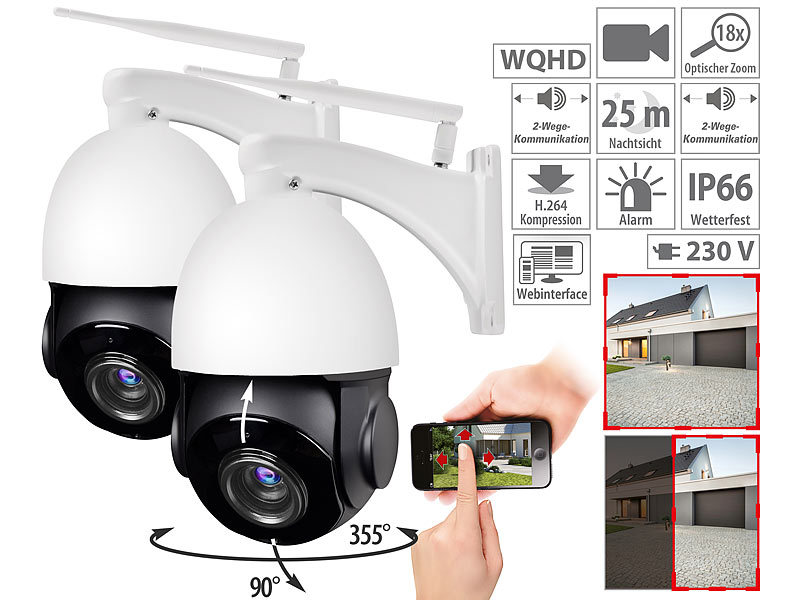1080P Außen WLAN 5X ZOOM  Überwachungskamera HD Funk IP Kamera IR Nachtsicht 