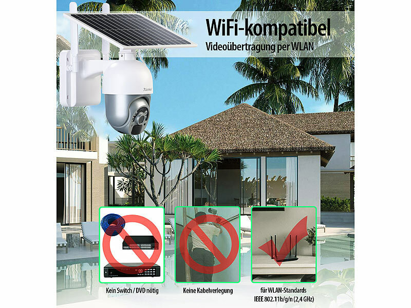 ; Hochauflösende Pan-Tilt-WLAN-Überwachungskameras mit Solarpanel, WLAN-IP-Überwachungskameras mit Nachtsicht 
