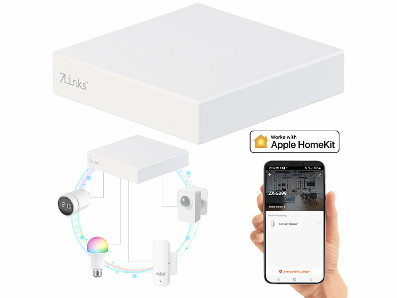 ; ZigBee-WLAN-Gateway für kompatible Smart-Home-Geräte mit App, Apple HomeKit-zertifizierte ZigBee-Steuereinheiten mit Tür- und FenstersensorenWLAN-Pan-Tilt-Überwachungskameras mit Privat-Modus und Objekt-Tracking, für Echo Show 