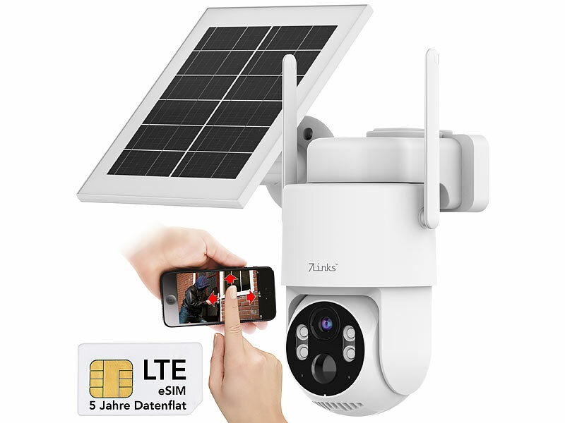 ; 4G/LTE-Akku-Außenkamera mit eSIM, 2K-Auflösung, Pan-Tilt-Funktion & Solarpanel 4G/LTE-Akku-Außenkamera mit eSIM, 2K-Auflösung, Pan-Tilt-Funktion & Solarpanel 4G/LTE-Akku-Außenkamera mit eSIM, 2K-Auflösung, Pan-Tilt-Funktion & Solarpanel 